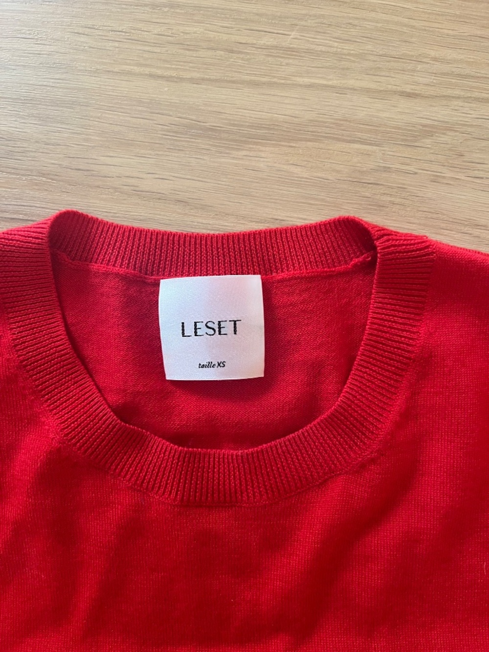 Leset James Merino Wool Crew — Lipstick Red | 100% Merino | Worn Once | Perfect - Picture 6 of 7